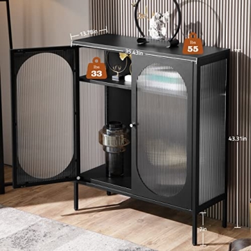 SICOTAS Stylish Buffet Storage Cabinet with Glass Doors