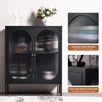 SICOTAS Stylish Buffet Storage Cabinet with Glass Doors