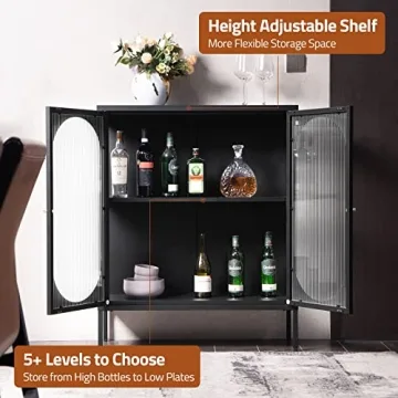 SICOTAS Stylish Buffet Storage Cabinet with Glass Doors