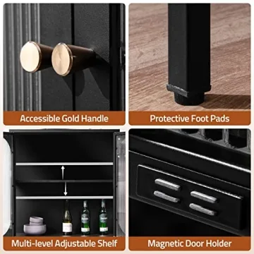 SICOTAS Stylish Buffet Storage Cabinet with Glass Doors