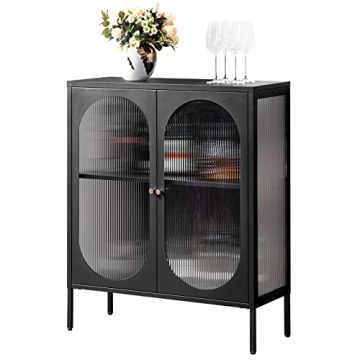 SICOTAS Stylish Buffet Storage Cabinet with Glass Doors