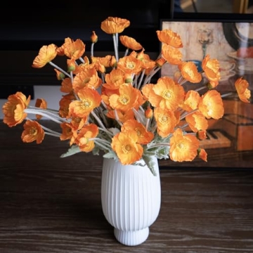 DUYONE Artificial Flowers 6 Stems Poppy Silk Bouquet,for Wedding, Home, Party Decoration,Table Cente...