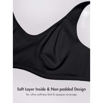 DELIMIRA Women's Confishape Full Coverage Bra Plus Size Supportive Underwire Unlined Comfortable Bras Black 34DD