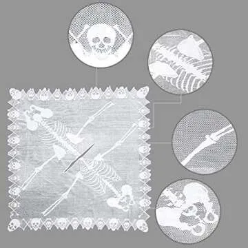 Kinhowly Women's Halloween Costumes, Halloween Skeleton Cape Poncho for Women Gifts,Includes Halloween Masquerade Mask (White)