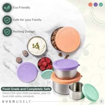 Everusely 3-Piece Stainless Steel Food Containers Set