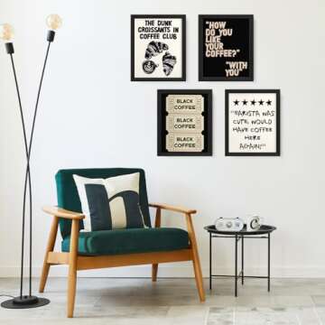 JXREQ Trendy Coffee Bar Wall Decor Set of 4 Prints