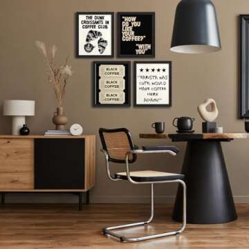 JXREQ Trendy Coffee Bar Wall Decor Set of 4 Prints