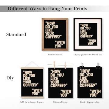 JXREQ Trendy Coffee Bar Wall Decor Set of 4 Prints
