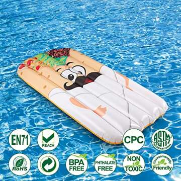 Mr. Burrito Pool Float 2 Pack, Summer Fun Inflatable Giant Burrito Float for Adult and Kids, 68 Inches Swim Pool or Beach Toys