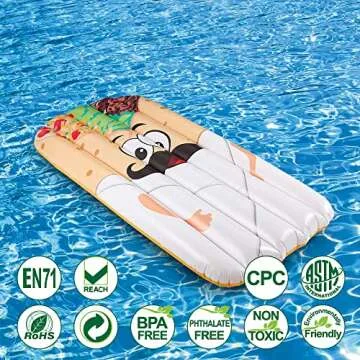 Mr. Burrito Pool Float 2 Pack, Summer Fun Inflatable Giant Burrito Float for Adult and Kids, 68 Inches Swim Pool or Beach Toys