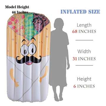 Mr. Burrito Pool Float 2 Pack, Summer Fun Inflatable Giant Burrito Float for Adult and Kids, 68 Inches Swim Pool or Beach Toys