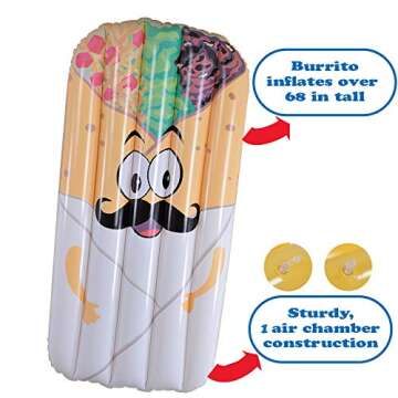 Mr. Burrito Pool Float 2 Pack, Summer Fun Inflatable Giant Burrito Float for Adult and Kids, 68 Inches Swim Pool or Beach Toys