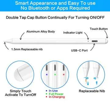 Stylus Pen for Apple iPad Pencil - Pen for iPad 10th 9th 8th 7th 6th Gen Palm Rejection for Apple Pencil 2nd Generation Compatible 2018-2022 iPad Mini 6th 5th Air 5th 4th 3rd iPad Pro 11-12.9 Inch