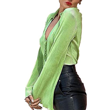 LYANER Women's Stylish Deep V Neck Blouse for All Occasions