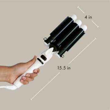 BONDIBOOST Wave Wand Hair Curling Iron Wand [25 mm], 1 Inch Ceramic Tourmaline Triple Extra Large Barrels + Long Lasting, Natural Looking Waves + Instant Heat Up for Fast Styling