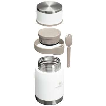 Stanley Adventure to-Go Food Jar and Spork 24 oz | Vacuum Insulated Thermos Food Container | Wide Mouth Screw On Lid | Stainless Steel | BPA-Free | Frost
