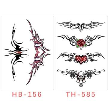 8 Sheets Belly Tattoos Stickers Temporary Fun Waist Cover Scar Female Tattoo Waterproof for Female Women and Girls