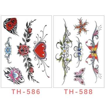 8 Sheets Belly Tattoos Stickers Temporary Fun Waist Cover Scar Female Tattoo Waterproof for Female Women and Girls