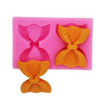 Longzang Bow Art Deco Silicone Mold Sugar Craft DIY Gumpaste Cake Decorating Clay Pink