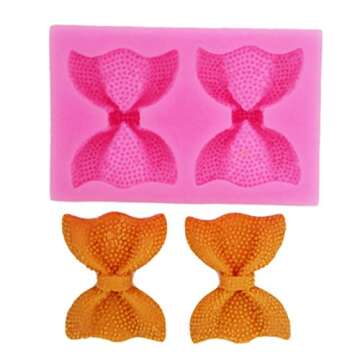 Longzang Bow Art Deco Silicone Mold Sugar Craft DIY Gumpaste Cake Decorating Clay Pink