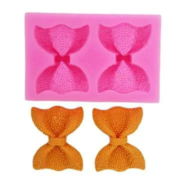 Longzang Bow Art Deco Silicone Mold Sugar Craft DIY Gumpaste Cake Decorating Clay Pink