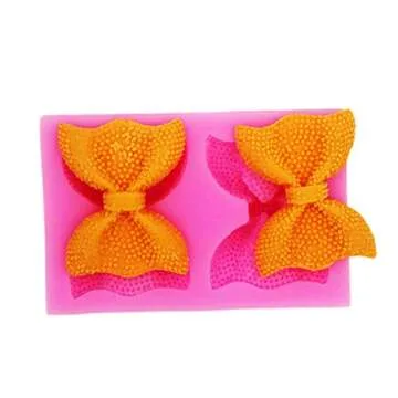 Longzang Bow Art Deco Silicone Mold Sugar Craft DIY Gumpaste Cake Decorating Clay Pink