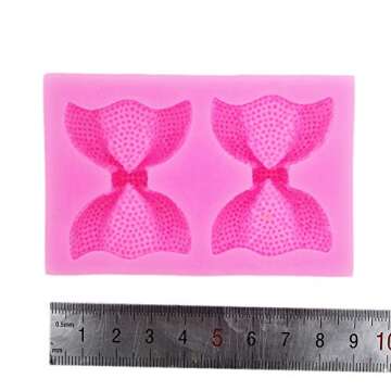 Longzang Bow Art Deco Silicone Mold Sugar Craft DIY Gumpaste Cake Decorating Clay Pink