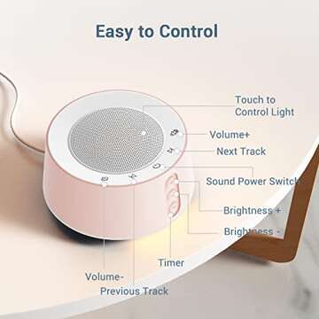BGOVERSS White Noise Sound Machine with 14 Soothing Sounds and 10 Levels Night Light for Sleeping, 5...