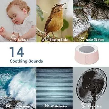 BGOVERSS White Noise Sound Machine with 14 Soothing Sounds and 10 Levels Night Light for Sleeping, 5 Timers and Memory Feature Plug in Sound Machine for Nursery Baby Kids Adults, Pink