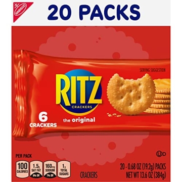 RITZ Original Crackers 20 Snack Packs For Delicious Snacking