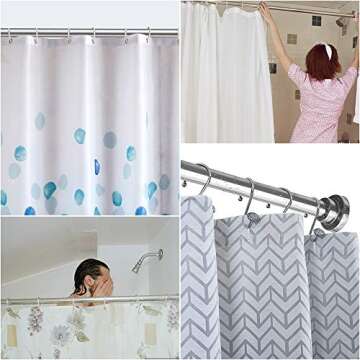 TEECK Adjustable Shower Curtain Rod - Easy Installation, Stainless Steel