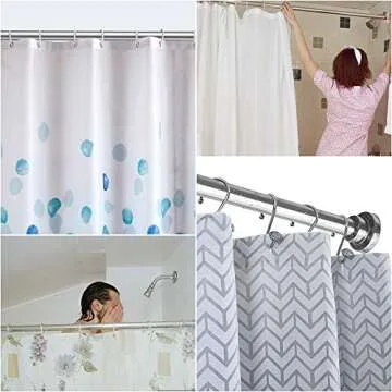 TEECK Adjustable Shower Curtain Rod - Easy Installation, Stainless Steel