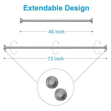 TEECK Adjustable Shower Curtain Rod - Easy Installation, Stainless Steel