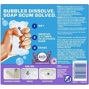 Mr. Clean Magic Eraser Bath with Febreze Lavender Scent, Cleaning Pads with Durafoam, 2 Count