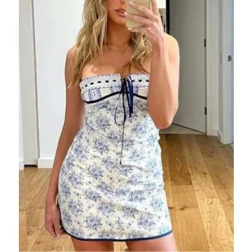 Seyumixi Women Ruffle Tube Mini Dress for Parties