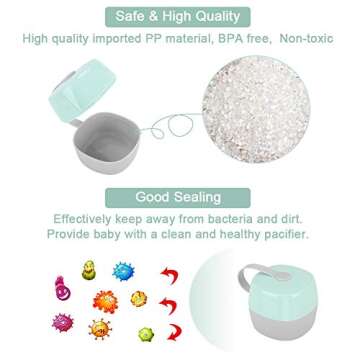 Accmor Pacifier Case, Pacifier Holder, Baby Pacifier Box for Travel, BPA Free, Green, 2 Pack