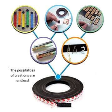 Craftopia Self Adhesive Magnet Strip Cuttable Roll |1" x 12 ' Sticky Back Magnetic Strip Roll | Strong Flexible Easy to Cut Peel and Stick Magnetic, 50 mil Thick for Crafts Gifts Office Home