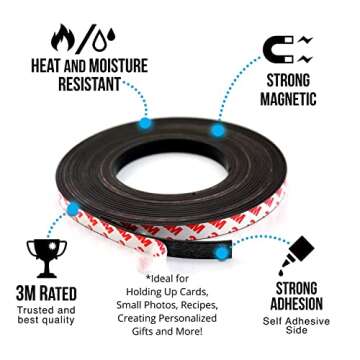 Craftopia Self Adhesive Magnet Strip Cuttable Roll |1" x 12 ' Sticky Back Magnetic Strip Roll | Strong Flexible Easy to Cut Peel and Stick Magnetic, 50 mil Thick for Crafts Gifts Office Home