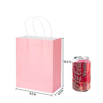 MOZRRO Gift Bags 100 Pack - 10.5x8.5x4.5 Inch Eco-Friendly Pink Gift Bags for All Occasions