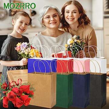 MOZRRO Gift Bags 100 Pack Pink Eco-Friendly Paper Bags