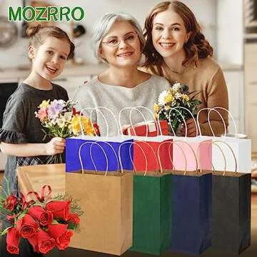 MOZRRO Gift Bags 100 Pack Pink Eco-Friendly Paper Bags