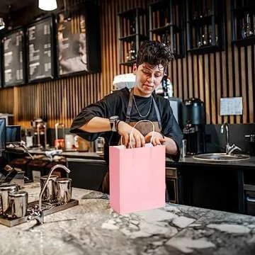 MOZRRO Gift Bags 100 Pack Pink Eco-Friendly Paper Bags