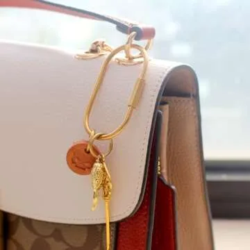 CMVFYL Gold Brass Key Rings, Purse Bag Charms for Handbags, Screw Lock Key Organizer, Carabiner Keychain Clip for Keys