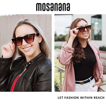 mosanana Cat Eye Sunglasses for Women Trendy Square Cateye Black Tortoise Shell Baddie Retro Cool Vi...