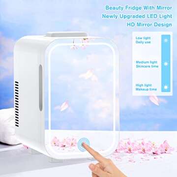 COOSEON Mini fridge 8 liters, beauty makeup skin care fridge, AC/DC portable beauty fridge thermoele...