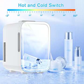 COOSEON Mini fridge 8 liters, beauty makeup skin care fridge, AC/DC portable beauty fridge thermoelectric cooler heater, suitable for skin care, cosmetics, bedroom, office, car, dormitory