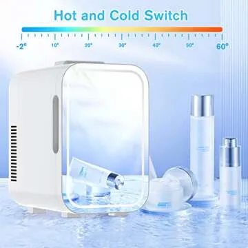 COOSEON Mini fridge 8 liters, beauty makeup skin care fridge, AC/DC portable beauty fridge thermoelectric cooler heater, suitable for skin care, cosmetics, bedroom, office, car, dormitory