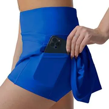 Husnainna High Waisted Pleated Tennis Skirt with Pockets Athletic Golf Skorts for Women Casual Workout Built-in Shorts 018BZQ-Moroccan Blue/b4