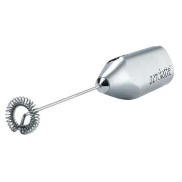 Aerolatte Steam-Free Milk Frother, Satin Finish, 18/8 Stainless Steel Whisk, BPA-Free Plastic Housing, Batteries Included