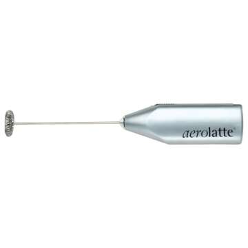 Aerolatte Steam-Free Milk Frother, Satin Finish, 18/8 Stainless Steel Whisk, BPA-Free Plastic Housing, Batteries Included